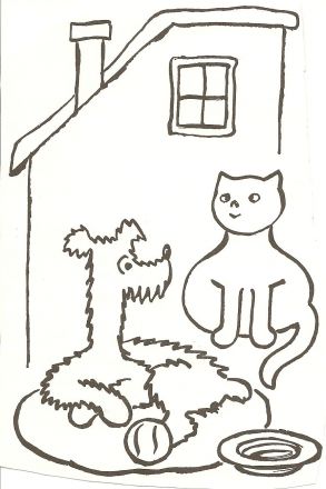 Illustration av Josef Čapek ur "Hundens och kattens äventyr".